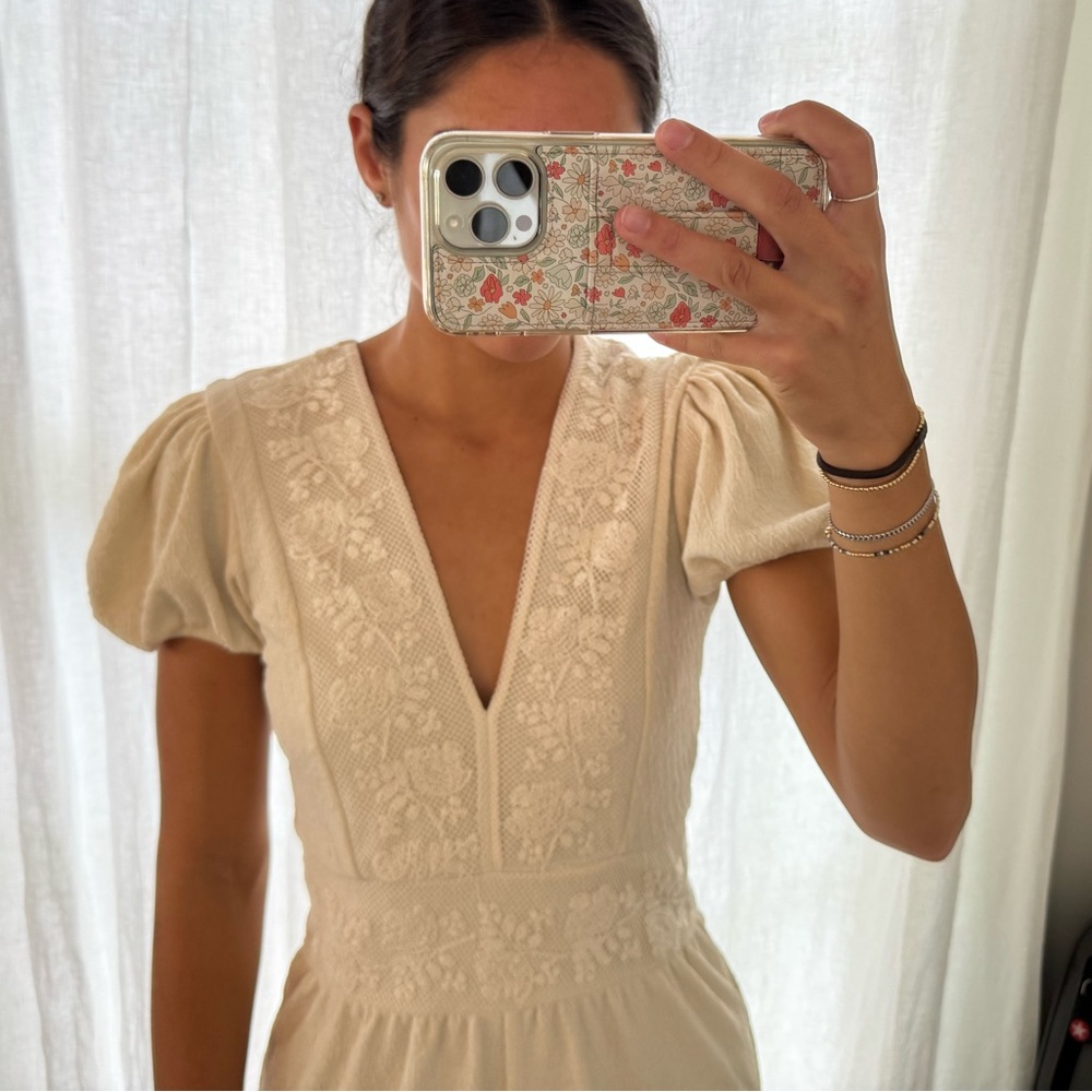 Zara Cream puff sleeve romper